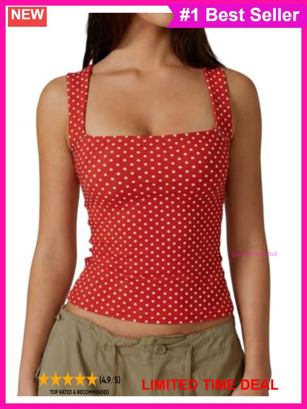 Square Neck Sleeveless Double-Layer Tank Top Slim Fit Basic Tee